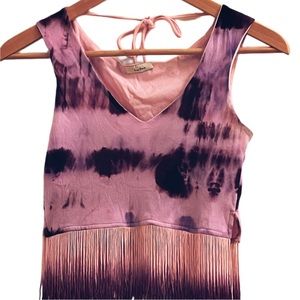 Hailee Crop Purple Pink Ombré Fringe Top
